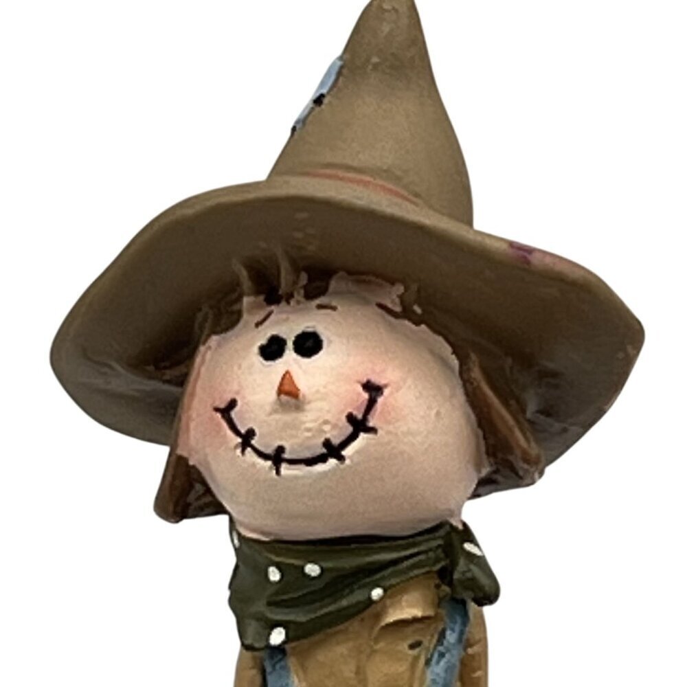 Harvest Blessings RARE Vintage Scarecrow Pencil Figurine Set Folk Art Fall Decor - Picture 5 of 15